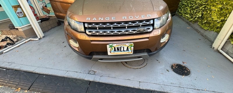 レンジローバー イヴォーグ 天井張り替え施工 横浜市都筑区 施工前の外観(フロント)