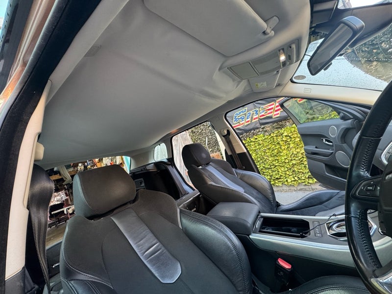 レンジローバー イヴォーグ 施工前 室内(天井の垂れ) レンジローバー イヴォーグ 天井垂れ 施工前の室内(前席付近)