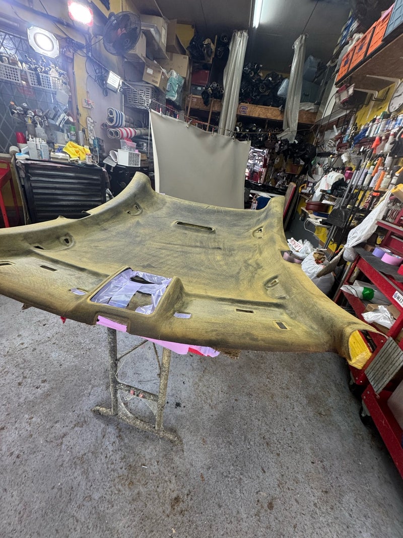 フォルクスワーゲンCC 天井ライナー下地 劣化ウレタン粉状化と接着層劣化の状態